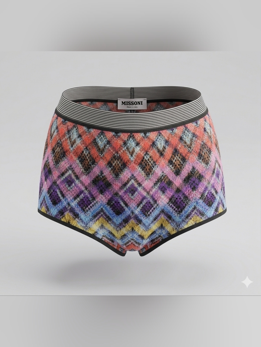 2B. NWT MISSONI ICONIC ZIG ZAG KNIT MINI SHORTS
